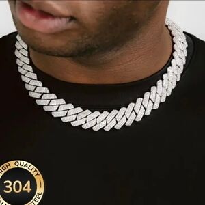 Men's Premium Silver-Tone Cuban Link Necklace 12MM